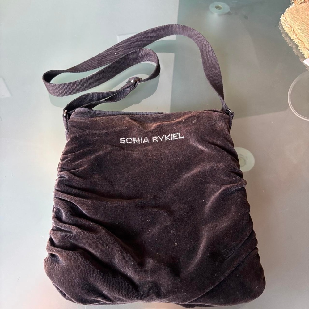 Sonia Rykiel Vintage Black Velvet Ruched Shoulder Bag 🌿